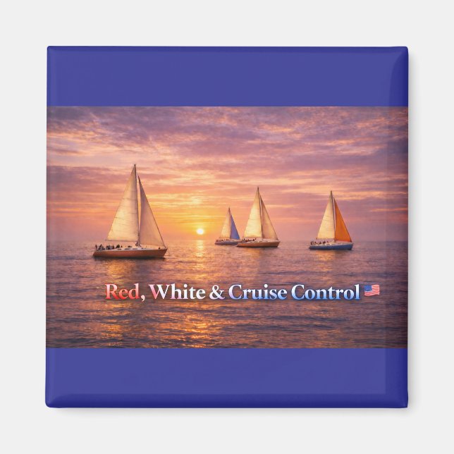 Imán de Red White & Cruise Control | Vela Patrióti (Frente)
