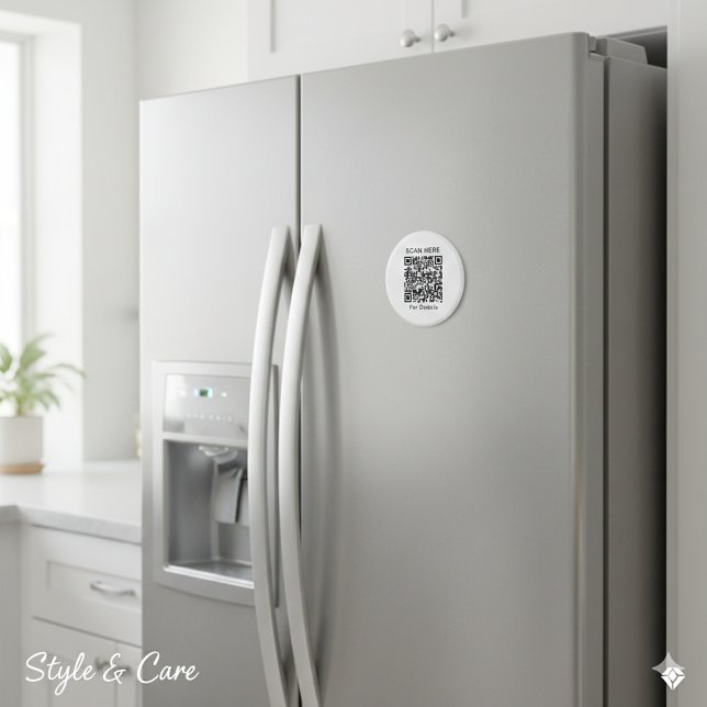 Imán de redondeo de código QR personalizado - Dest (Personalized QR Code Round Magnet – Stand Out)