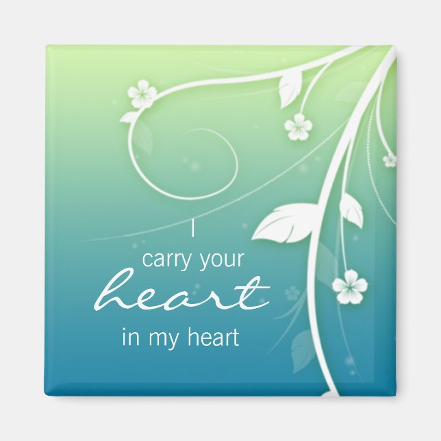 Imán de refrigerador Blue green Flower Swirls (Frente)