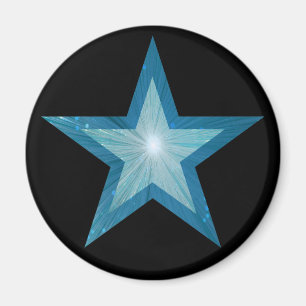 Imán de refrigerador de Estrella Azul negro redond