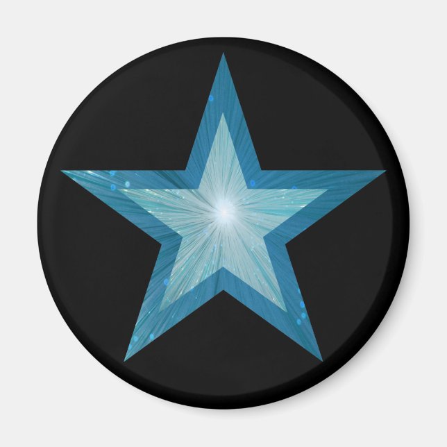 Imán de refrigerador de Estrella Azul negro redond (Frente)
