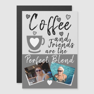 imán de refrigerador de fotos grises de café y ami