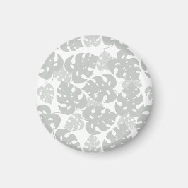 imán de refrigerador de hojas de monstera gris