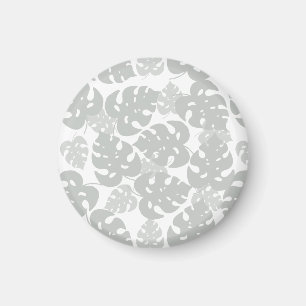 imán de refrigerador de hojas de monstera gris