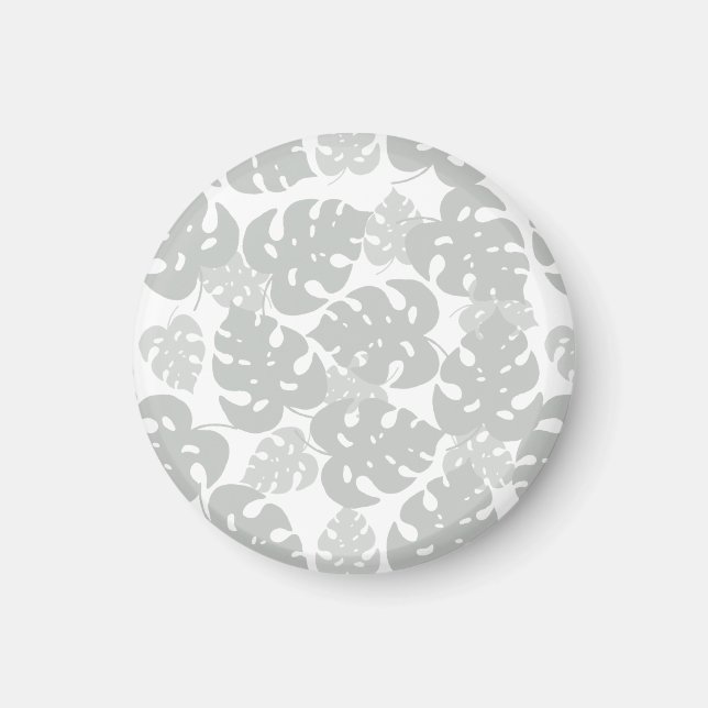 imán de refrigerador de hojas de monstera gris (Frente)