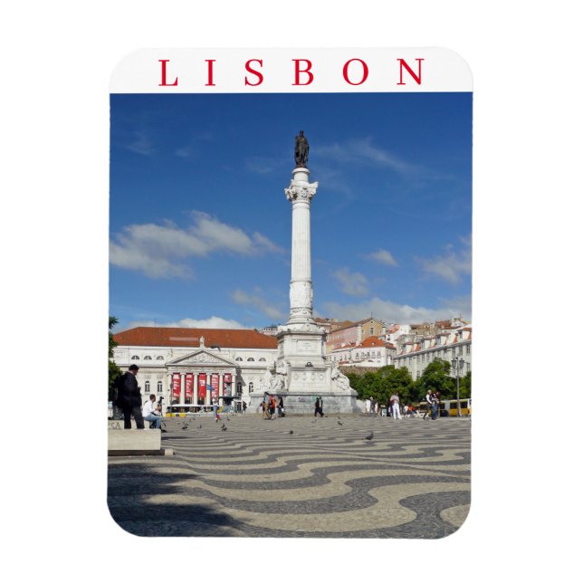 imán de refrigerador de la plaza Rossio de Lisboa (Vertical)