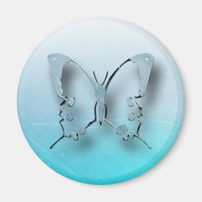 imán de refrigerador de mariposa azul translúcido (Frente)