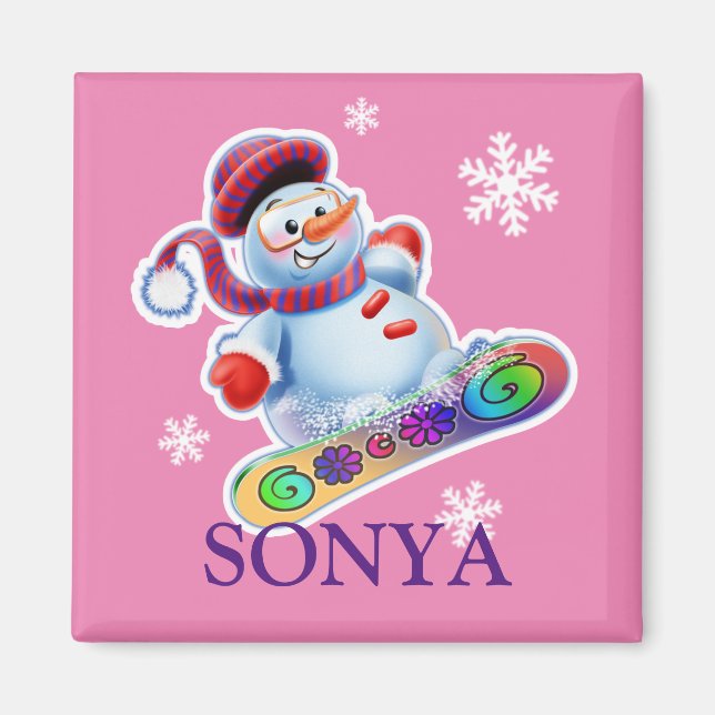 imán de refrigerador de snowboard inicial para chi (Frente)