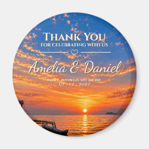 Imán de regalo de boda personalizado para puesta d