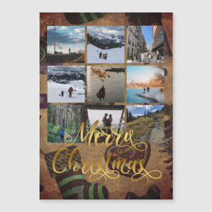 Imán de regalo de Collage de fotos navideño Gold M