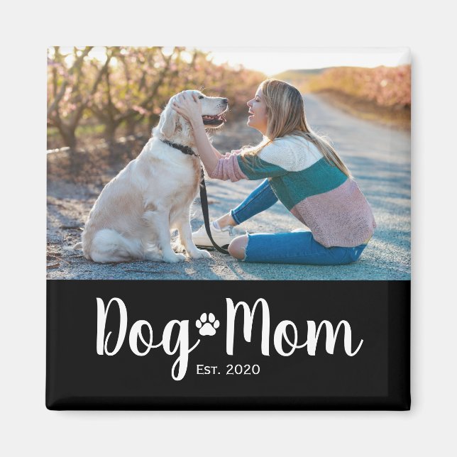 Imán de regalo de foto de Dog Mom Established (Frente)