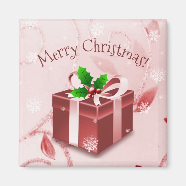 Imán de regalo de Navidades rojos (Frente)