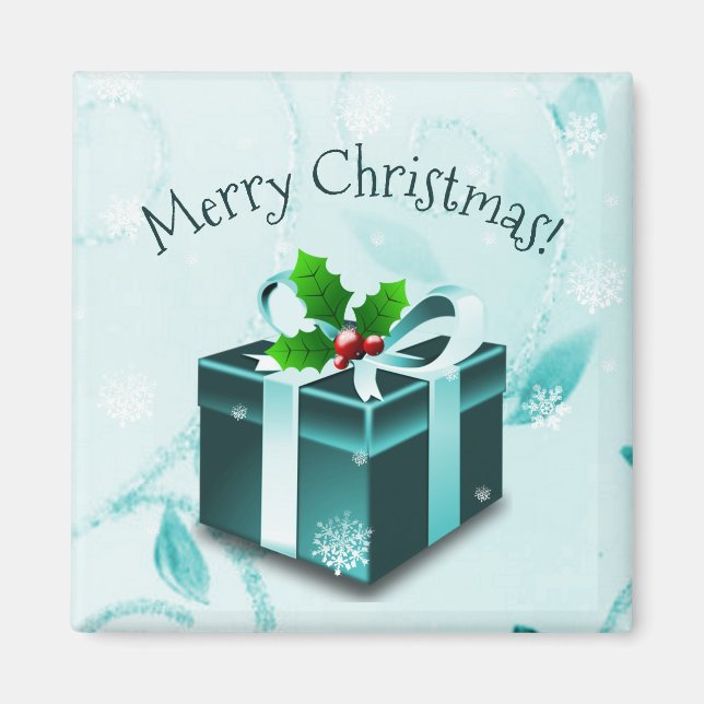 imán de regalo de Navidades verde azulados (Frente)
