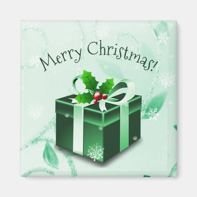 Imán de regalo de Navidades verdes (Frente)