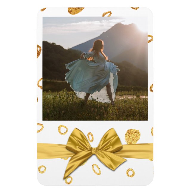Imán de regalo de oro y blanco para festividades (Vertical)