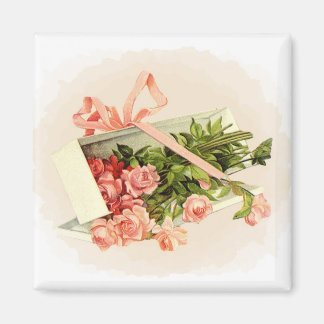 Imán de regalo de rosas rosadas