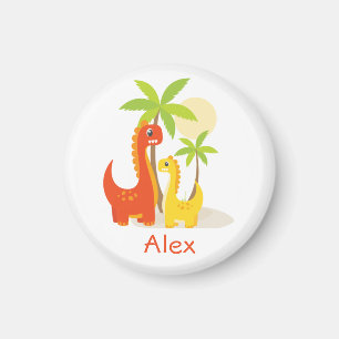 Imán de regalo personalizado de dinosaurios rojos