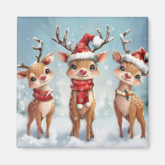 Imán de Reno de Navidad Adorable