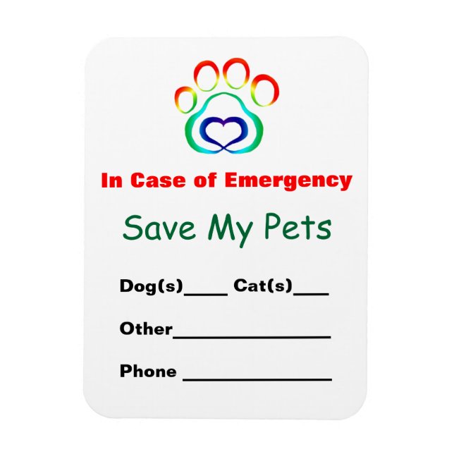 Imán de rescate del Mascota de emergencia (Vertical)