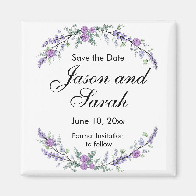 imán de rosas púrpura Lavender eucalipto (Frente)