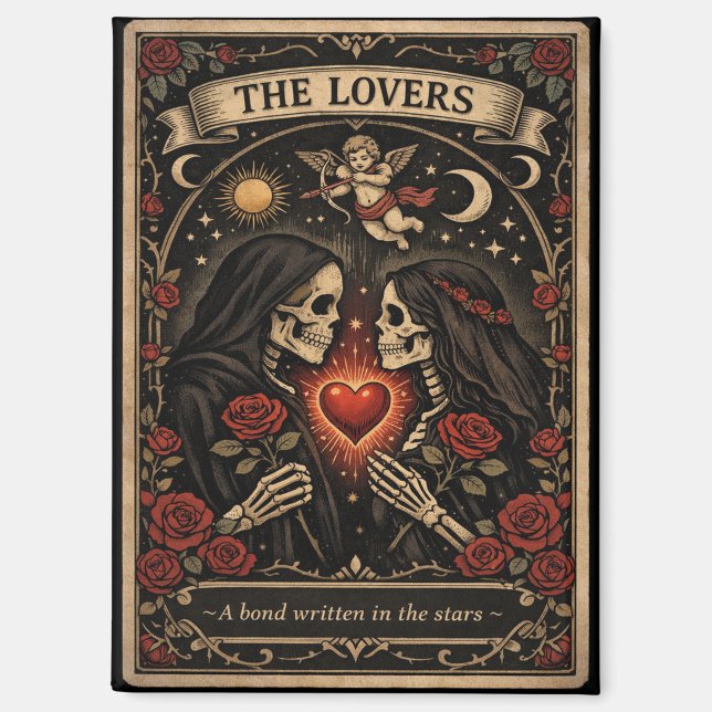 Imán de San Valentín Gótico de Los Amantes Tarot  (Anverso)