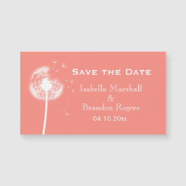 Imán de Save the Date asequible Coral Dandelion