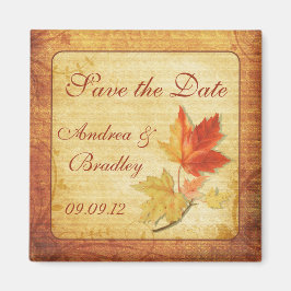 Imán de "Save the Date" de Boda de Hojas de Otoño