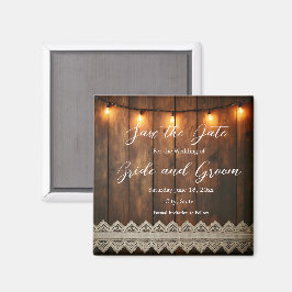 Imán de "Save the Date" de Boda de Madera Rústica
