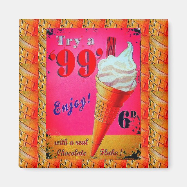 Imán de señalización de heladería de época (Frente)