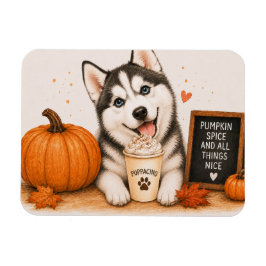 Imán de Siberian Husky Pumpkin Spice