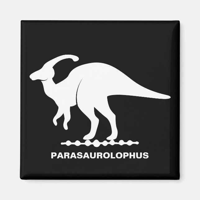 Imán de silueta de dinosaurio Parasaurolophus (Frente)