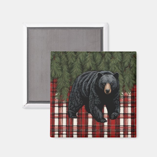 Imán de silueta de oso negro (Anverso/Reverso)