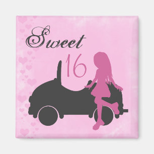 Imán de silueta rosa y negro dulce 16