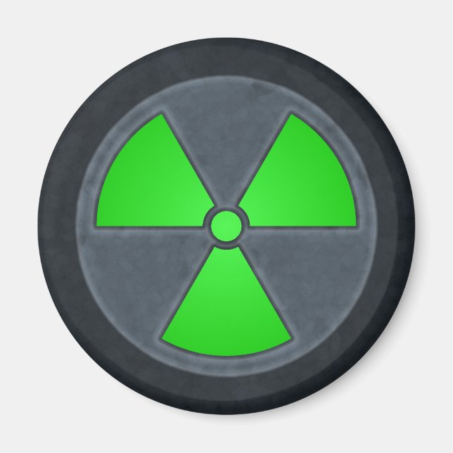Imán de símbolo de radiación verde y gris (Frente)