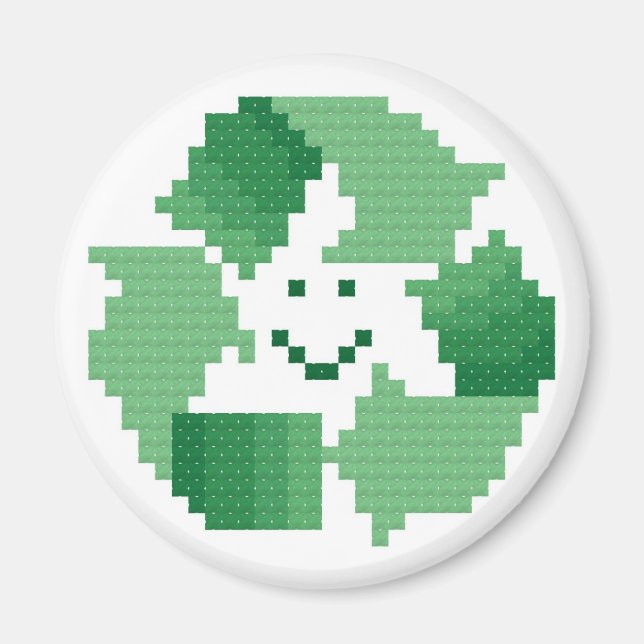 Imán de símbolo de reciclaje sonriente (Frente)