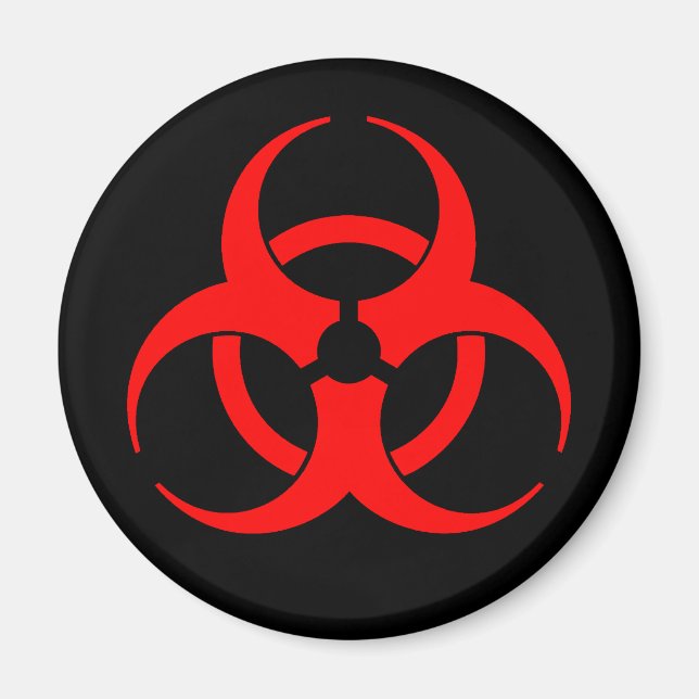 Imán de símbolo de riesgo biológico rojo (Frente)