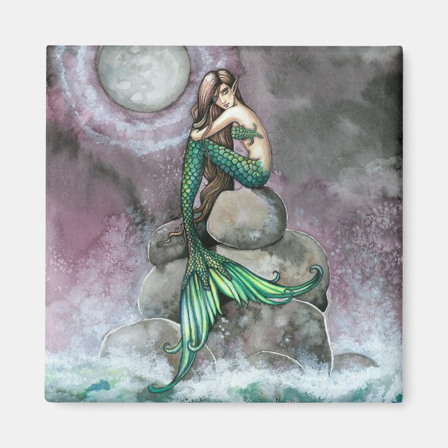 Imán de Sirena Verde de Molly Harrison (Frente)