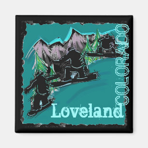 Imán de snowboard de Loveland Colorado