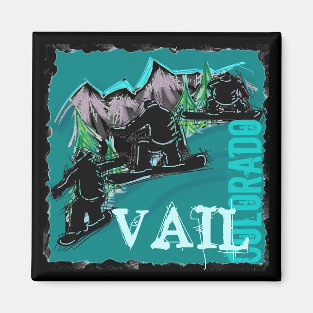 Imán de snowboard de Vail Colorado (Frente)