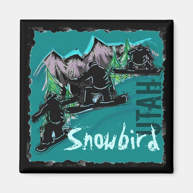 Imán de snowboard Utah (Frente)