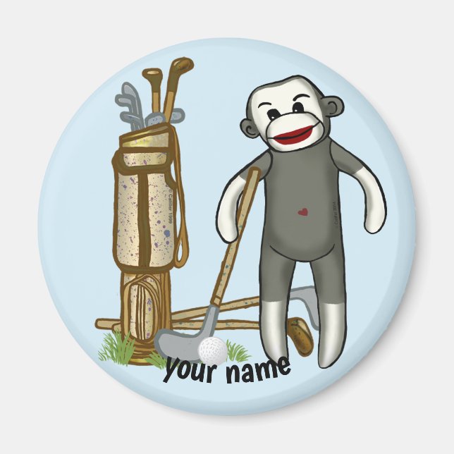 Imán de Sock Monkey Golf (Frente)