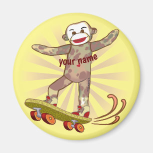 Imán de Sock Monkey Skater