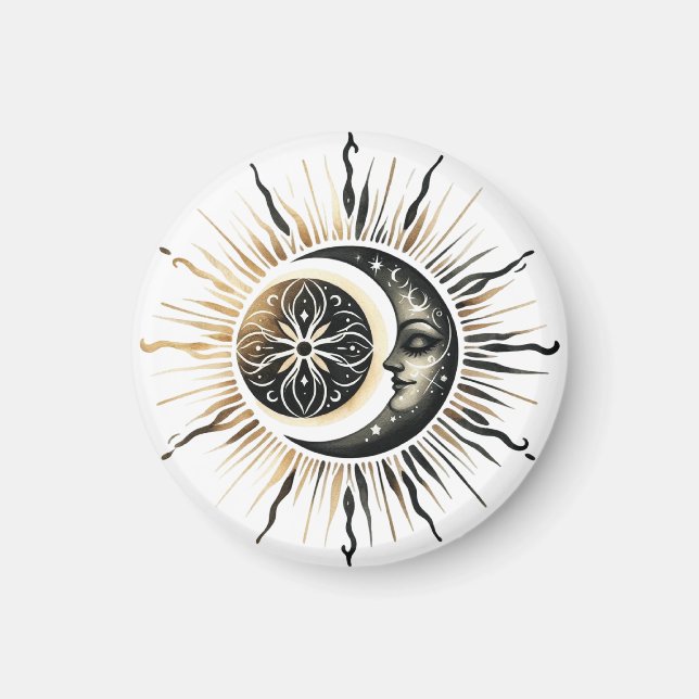 Imán de Sol y Luna | Imán Celestial para Nevera  (Frente)