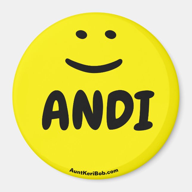 imán de sonrisa amarillo ANDI (Frente)