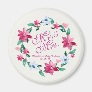 Imán de Sr. y de señora Elegant Floral Wedding e