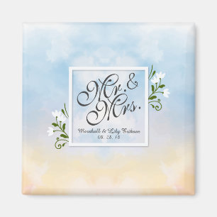 Imán de Sr. y de señora Elegant Frame Wedding el