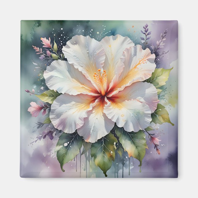 imán de sueño de hibisco blanco (Frente)
