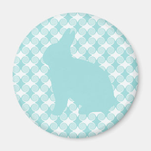 Imán de Swirls Bunny de Pascua, azul claro