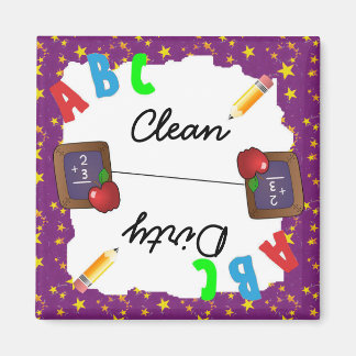 Imán de tablero de pizarra Purple Clean & Dirty Sc