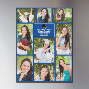 Imán de Tarjeta de Colaje de Fotos de Graduado Azu
